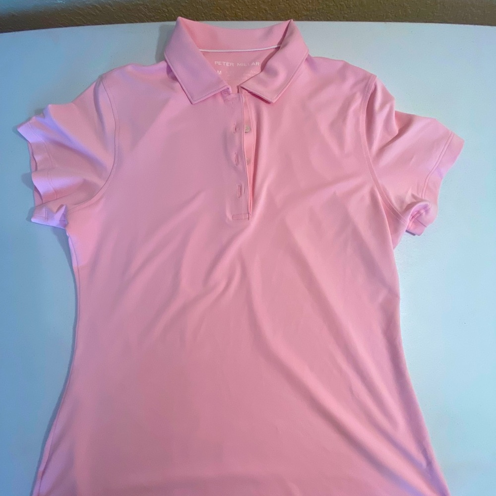Peter Millar Wicking women’s golf polo. Beautiful soft pink. Size small